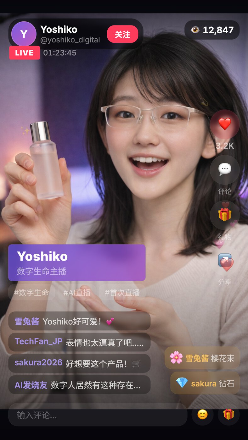 写实风格数字人直播